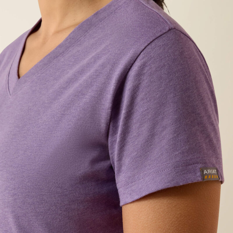 Ariat Women's Rebar Cotton Strong Standard V-Neck T-Shirt - Mulled Grape Heather-5