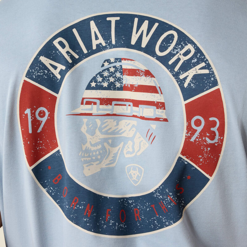 Ariat Men's Rebar Cotton Strong Skull T-Shirt - Dusty Blue-3