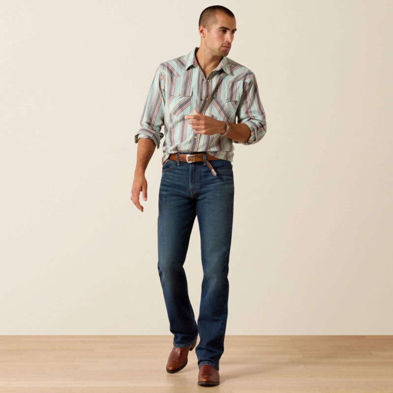 Ariat Men's Retro Hesperus Fitted Snap Shirt - Aquifer Plaid-3