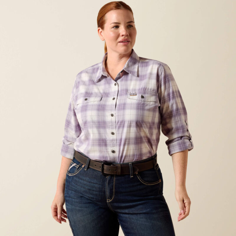 Ariat Women's Rebar Made Tough DuraStretch Work Shirt - Thistle-2