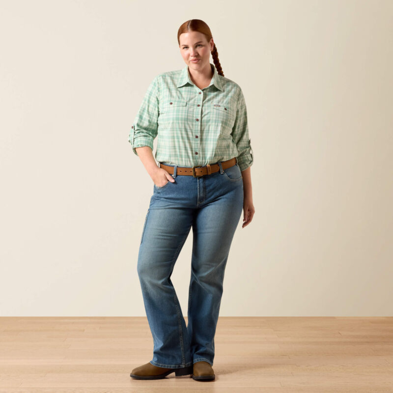 Ariat Women's Rebar Made Tough DuraStretch Work Shirt - Clearly Aqua-6