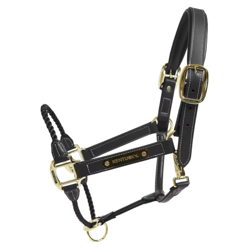 Kentucky Leather Rope Halter - Black