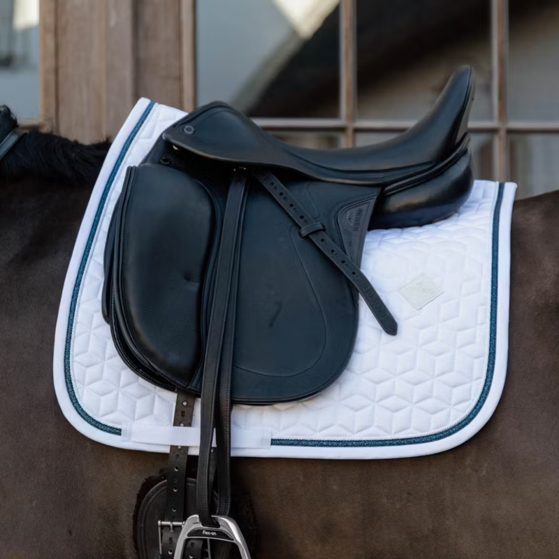 Kentucky Glitter Rope Dressage Saddlepad Full - White/Navy-1
