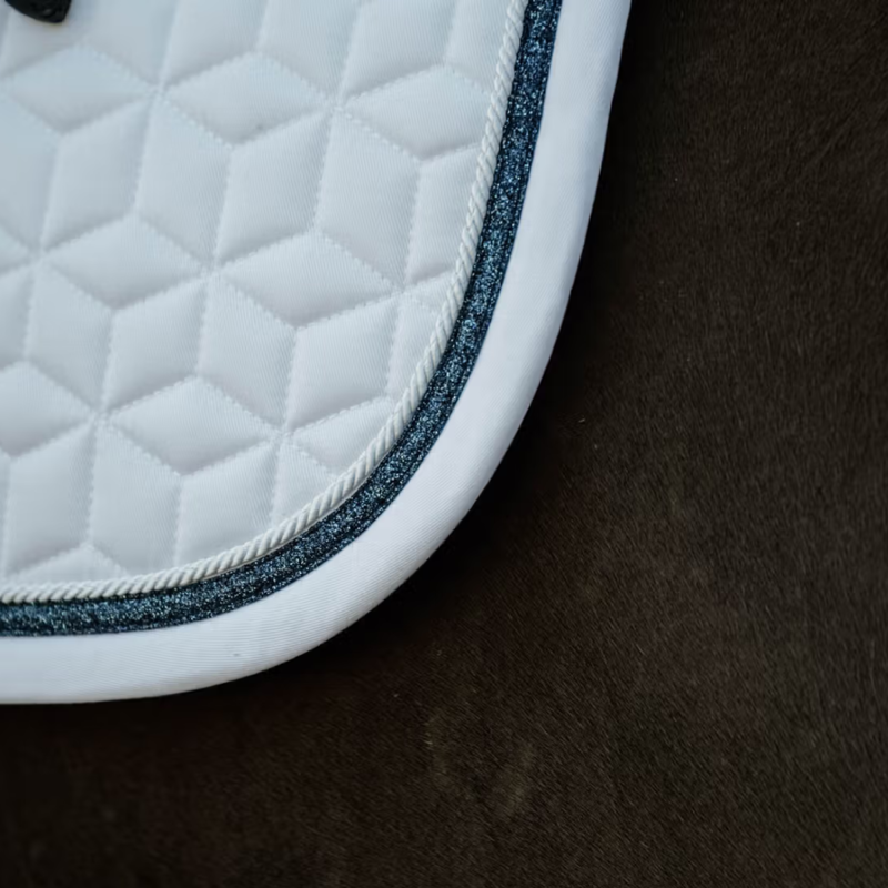 Kentucky Glitter Rope Dressage Saddlepad Full - White/Navy-2
