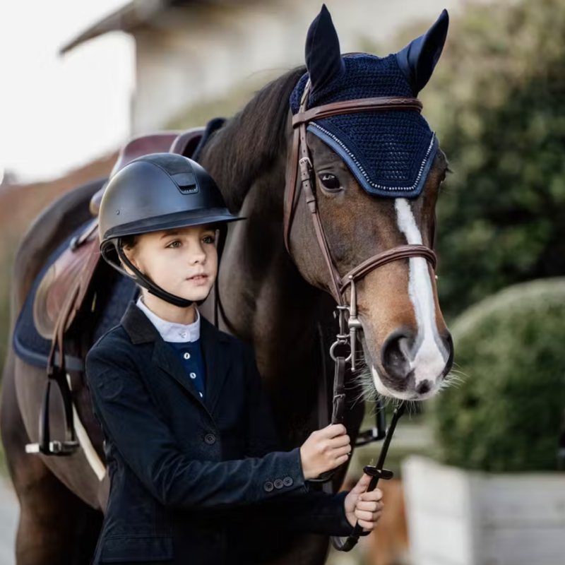 Kentucky Wellington Glitter Fly Veil - Dark Navy-5