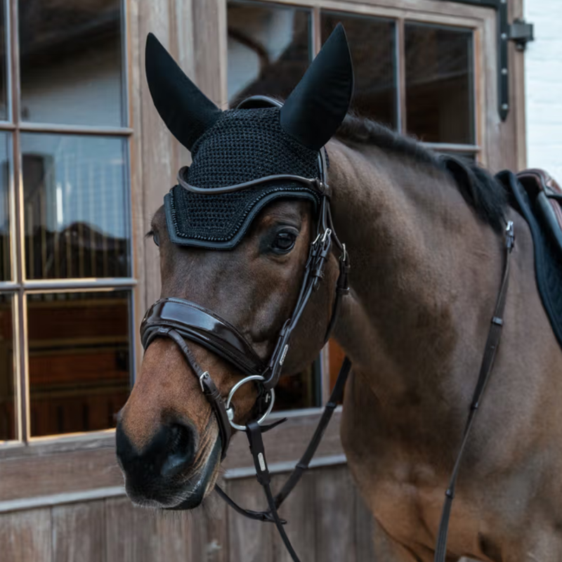 Kentucky Wellington Glitter Fly Veil Full - Black-1