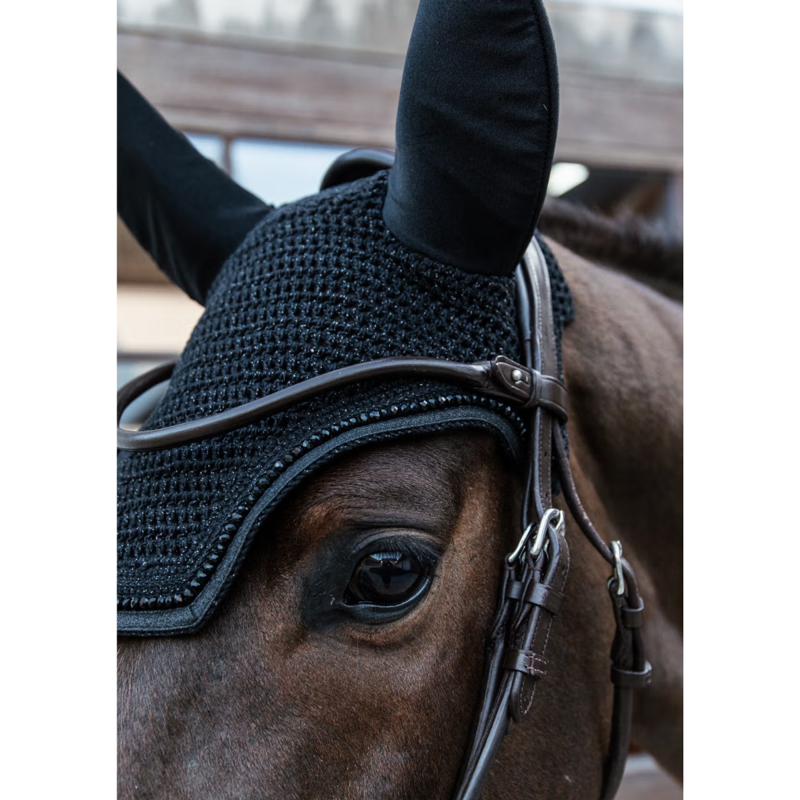 Kentucky Wellington Glitter Fly Veil Full - Black-2