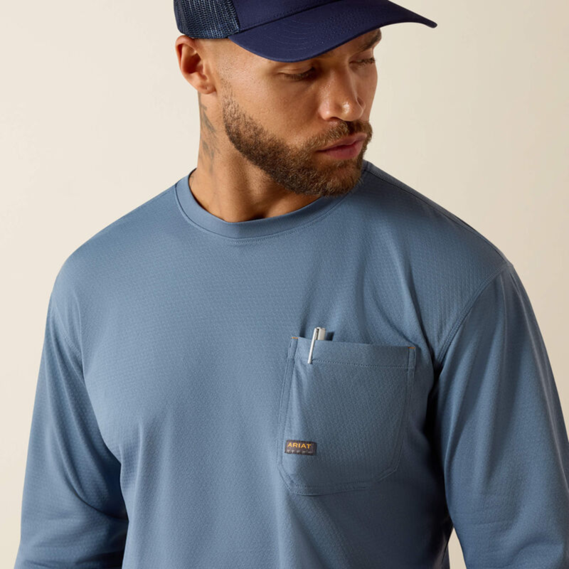 Ariat Men's Rebar Heat Fighter Staple T-Shirt - Baleen Blue-2