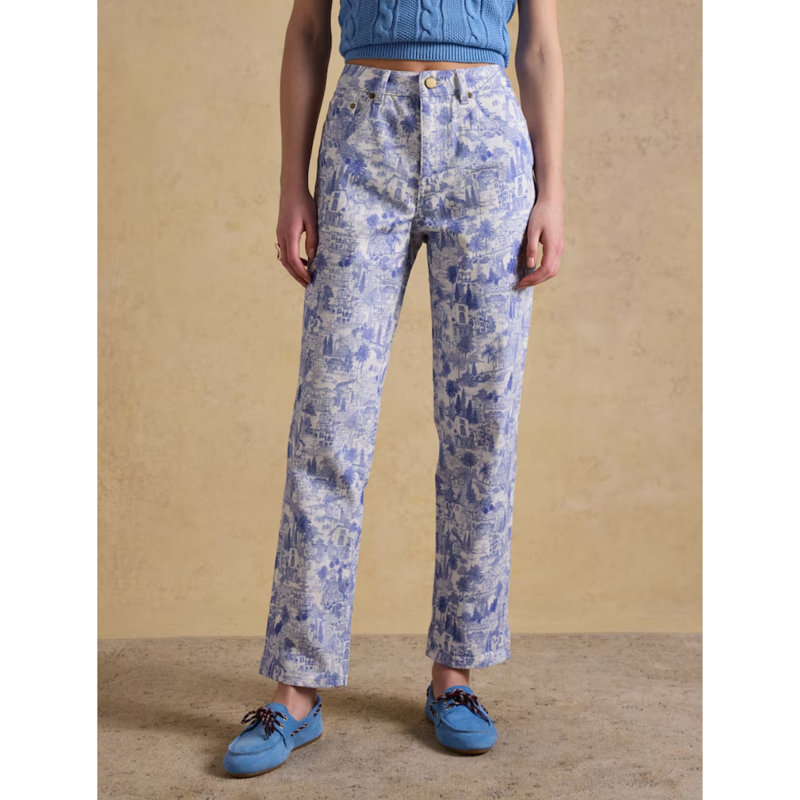 Joules Ladies Slim Straight Mid Rise Jeans - Blue Toile-1