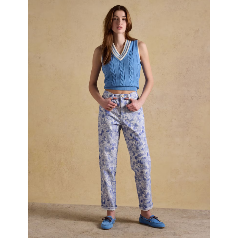 Joules Ladies Slim Straight Mid Rise Jeans - Blue Toile-3
