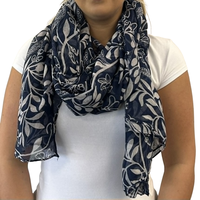 Esperado Scarf - Navy Flower