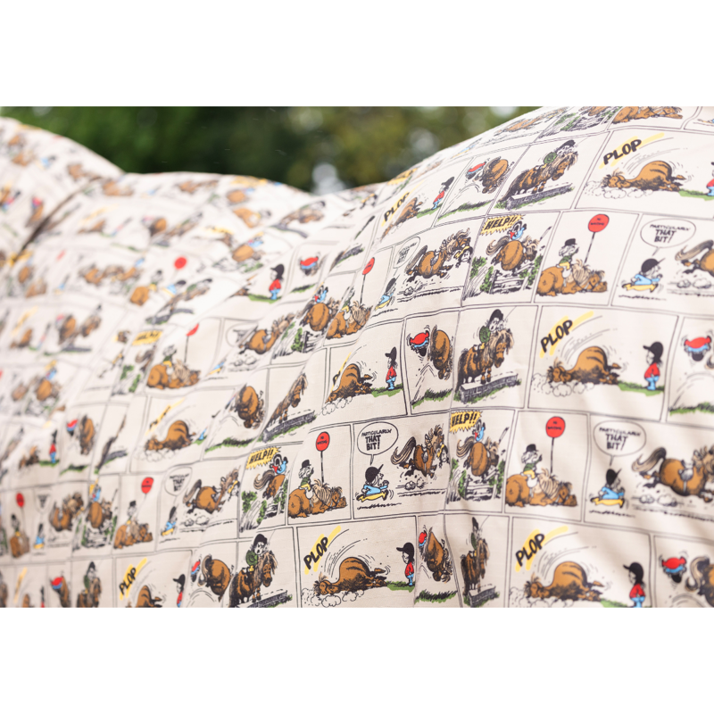 Hy StormX Original 50 Turnout Rug - Thelwell Collection Comic Chaos - Taupe/Red-2
