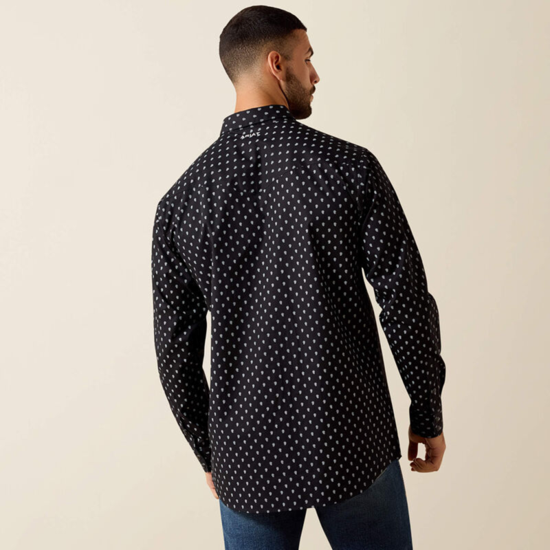 Ariat Men's Truth Fitted Snap Shirt - Black Paisley Print-1