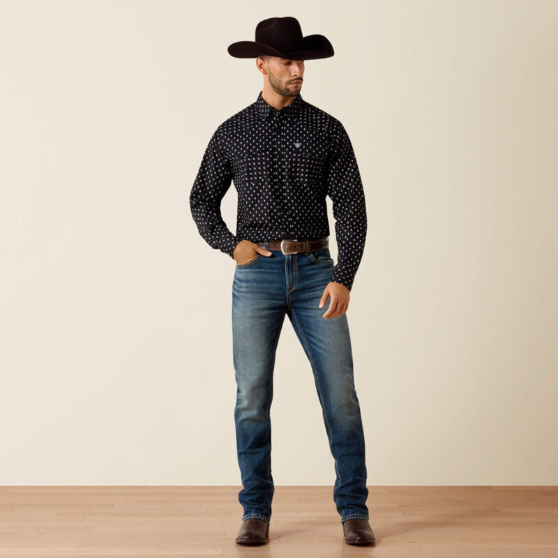Ariat Men's Truth Fitted Snap Shirt - Black Paisley Print-3
