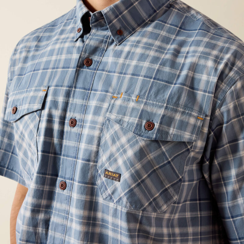 Ariat Men's Rebar Made Tough DuraStretch Work Shirt -  Dark Denim-2