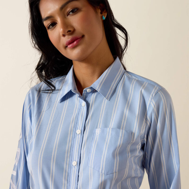 Ariat Women's Team Kirby Shirt - Ashleigh Blue Stripe-2