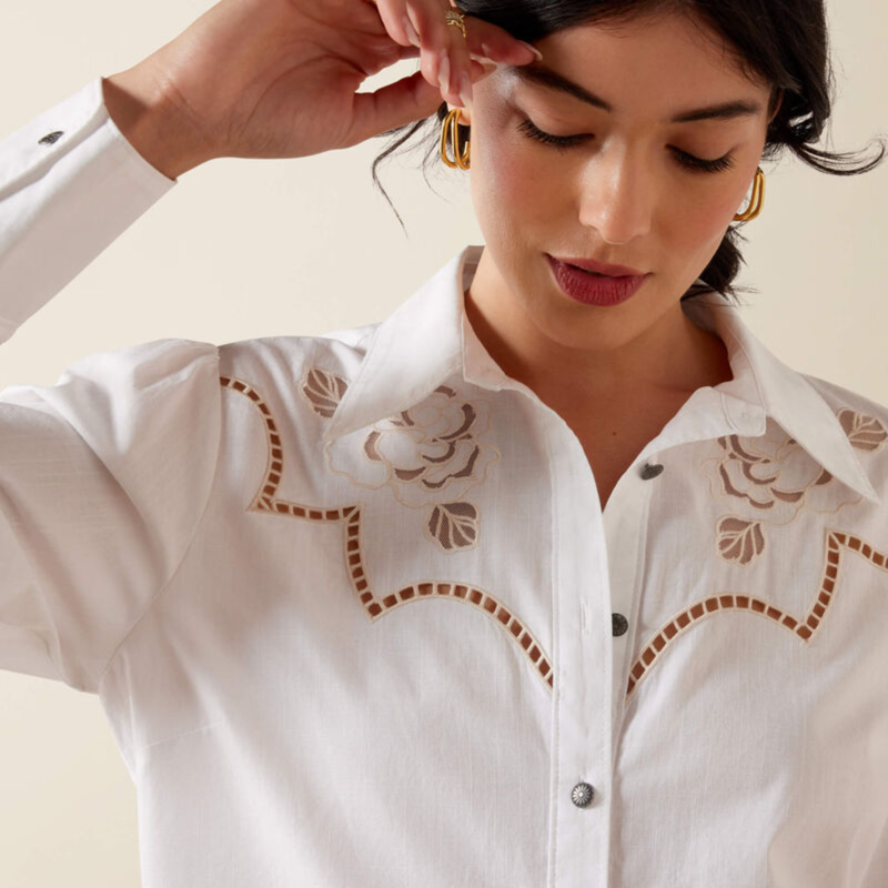 Ariat Women's Lattice Shirt - White-2