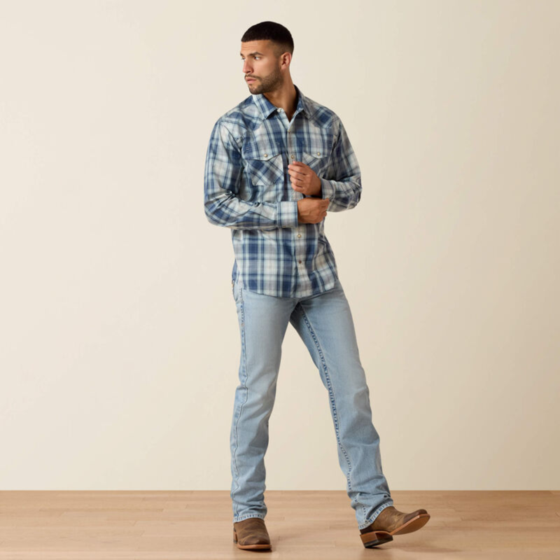 Ariat Men's Retro Heathcliff Fitted Snap Shirt - Key Largo Plaid-3