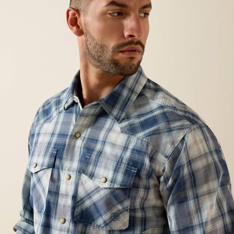 Ariat Men's Retro Heathcliff Fitted Snap Shirt - Key Largo Plaid-2