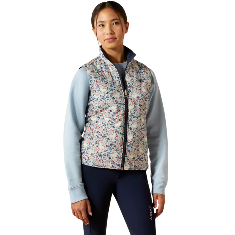 Ariat Youth Bella Reversible Insulated Vest - Horse In Flowers/Sepia Rose