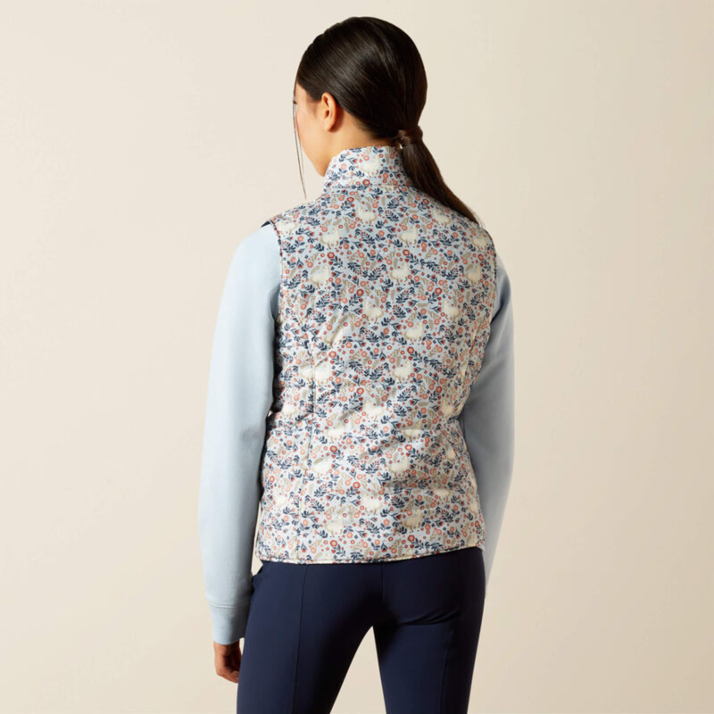 Ariat Youth Bella Reversible Insulated Vest - Horse In Flowers/Sepia Rose-1