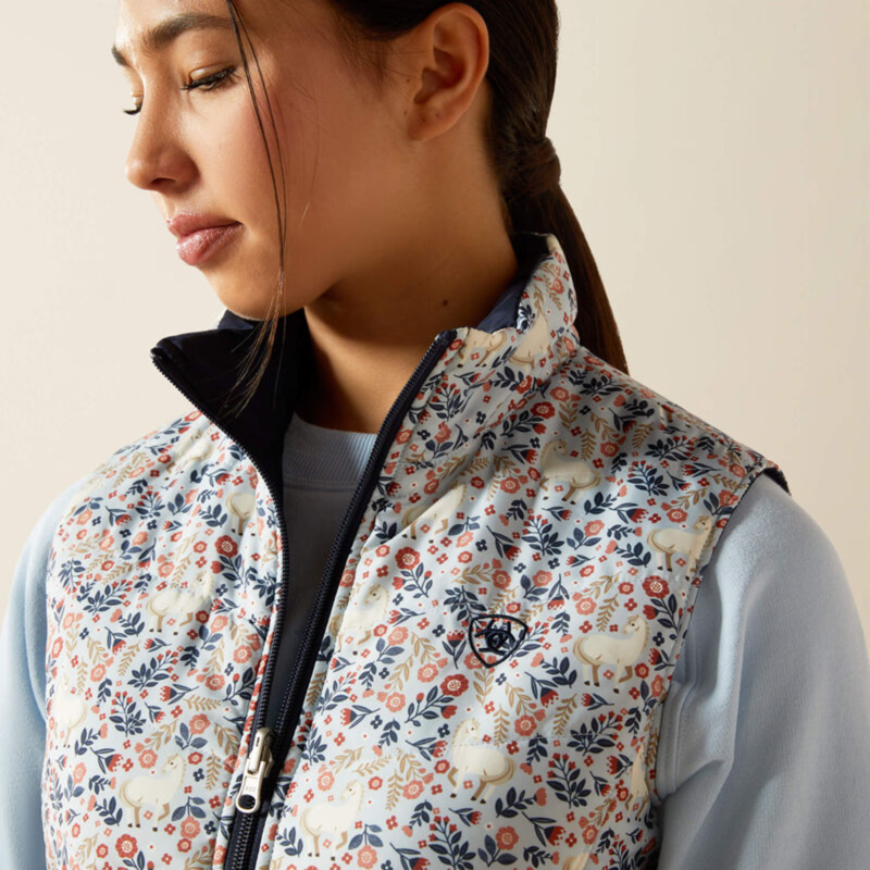 Ariat Youth Bella Reversible Insulated Vest - Horse In Flowers/Sepia Rose-2