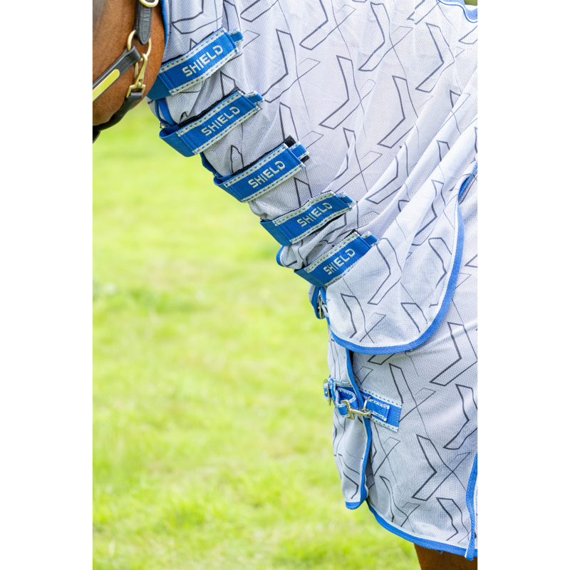 Hy DefenceX Shield Guardian Evolution UV Combi Fly Rug with Mask - White/Blue-3