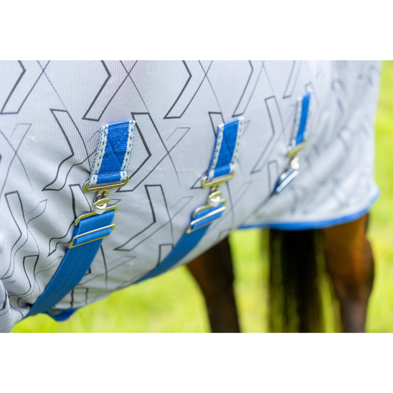 Hy DefenceX Shield Guardian Evolution UV Combi Fly Rug with Mask - White/Blue-4
