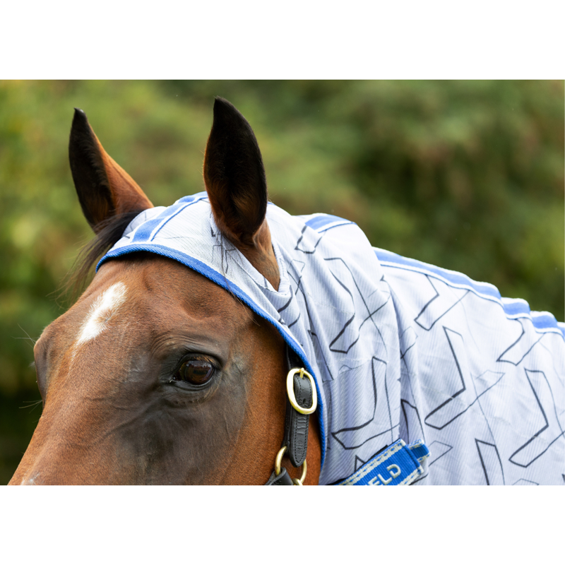 Hy DefenceX Shield Guardian Evolution UV Combi Fly Rug with Mask - White/Blue-5
