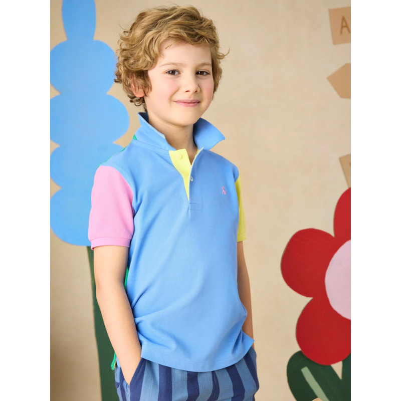Joules Boys' Woody Colourblock Short Sleeve Polo Shirt - Multi-1