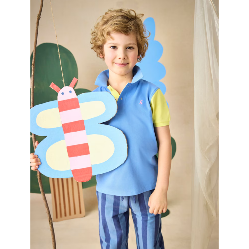 Joules Boys' Woody Colourblock Short Sleeve Polo Shirt - Multi-2