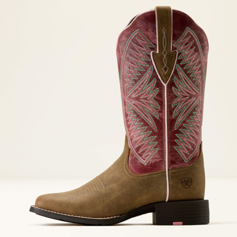 Ariat Women's Round Up Ruidoso Wide Square Toe Western Boot - Brown Bomber-1