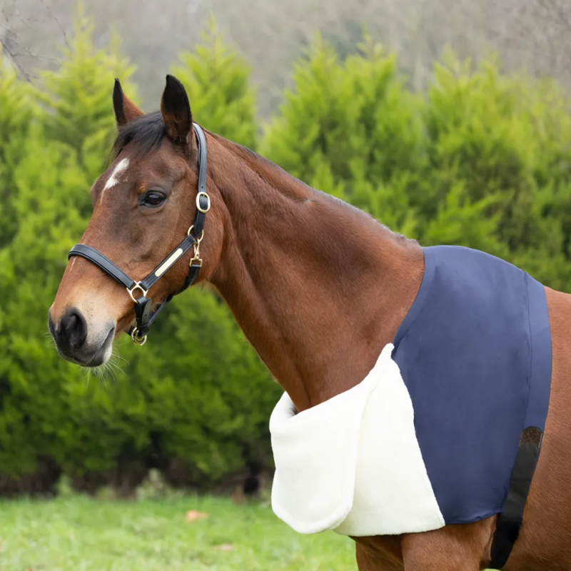 Hy Equestrian Lycra Flex Shoulder Vest with Faux Fur Bib - Navy