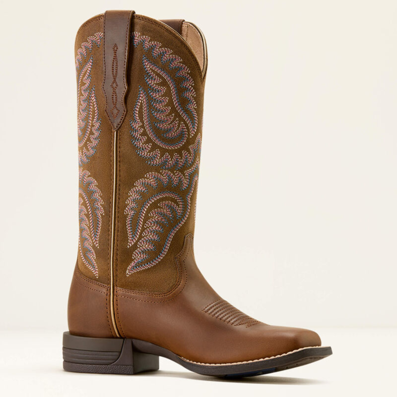 Ariat Women's Cattle Caite Wide Square Toe Western Boot - Distressed Brown-3