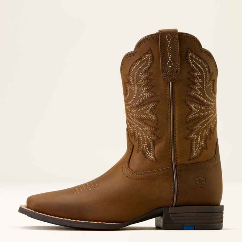 Ariat Youth Westwood Wide Square Toe Western Boot - Distressed Brown-1