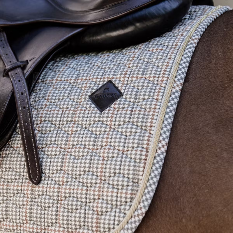 Kentucky Pied De Poule Jumping Saddlepad - Beige-1