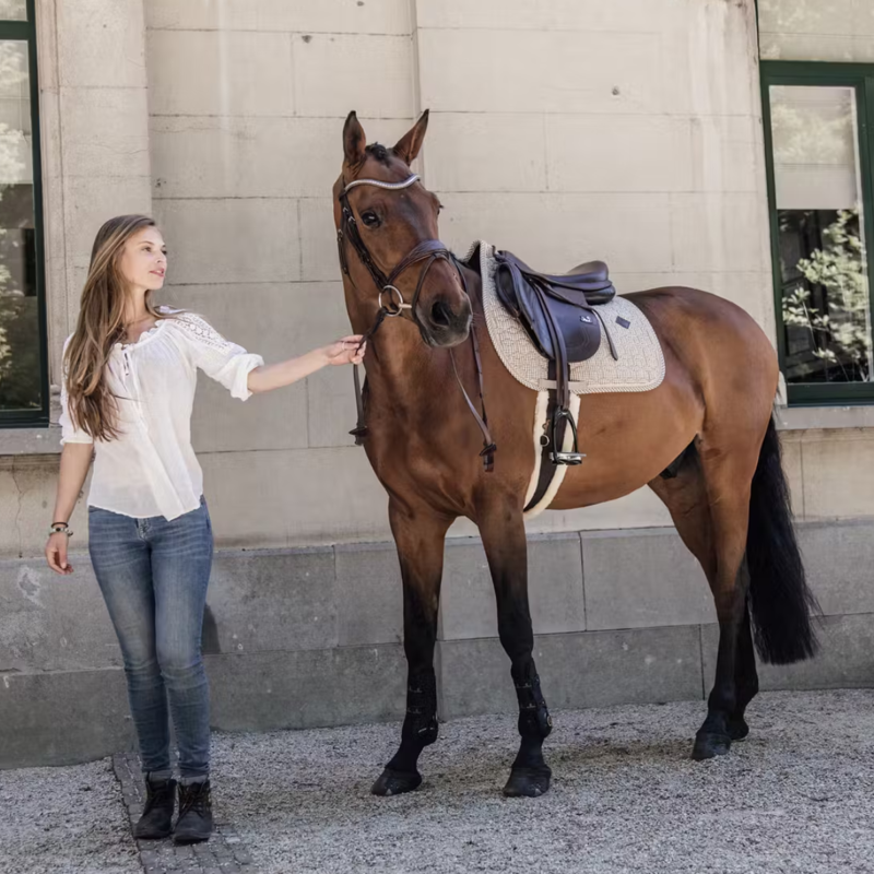 Kentucky Pied De Poule Jumping Saddlepad - Beige-2