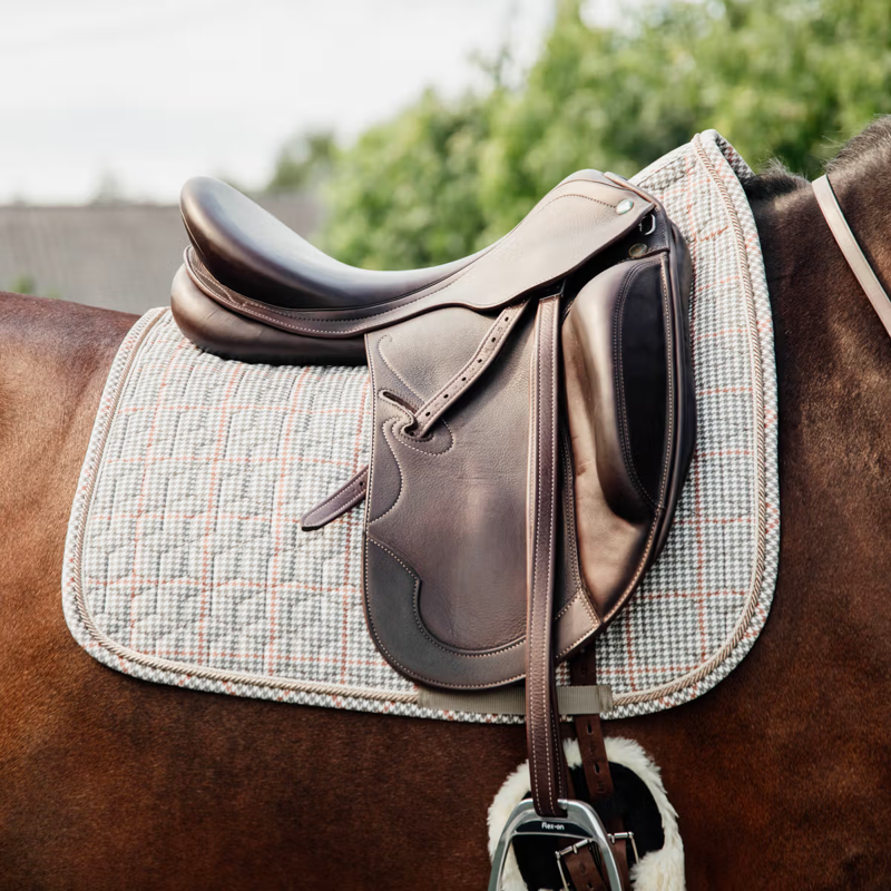 Kentucky Pied De Poule Dressage Saddlepad - Beige