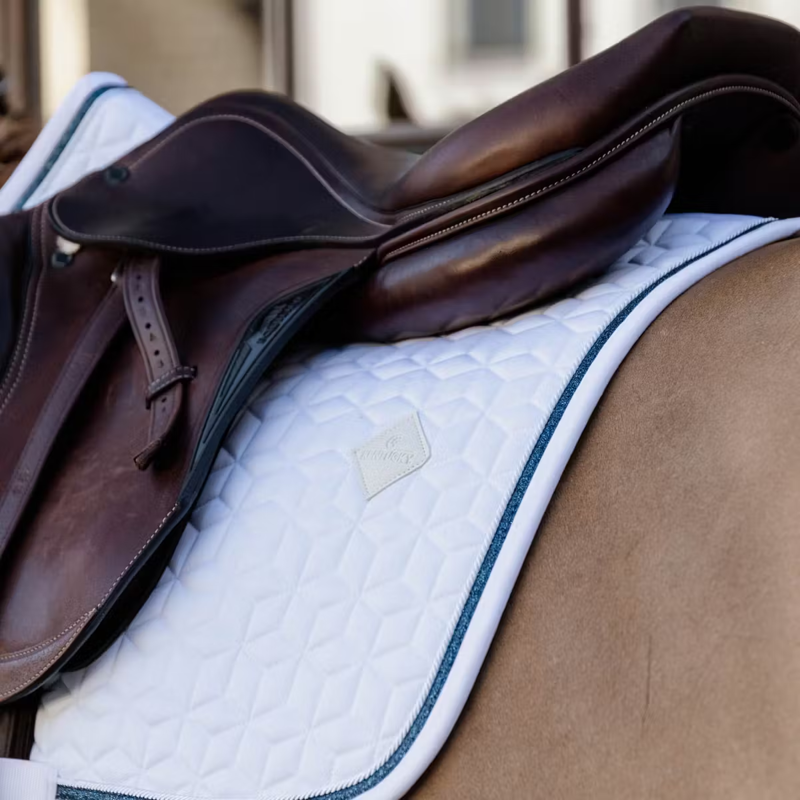 Kentucky Glitter Rope Jumping Saddlepad - White/Navy-2