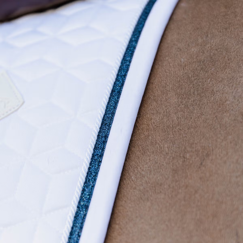 Kentucky Glitter Rope Jumping Saddlepad - White/Navy-3