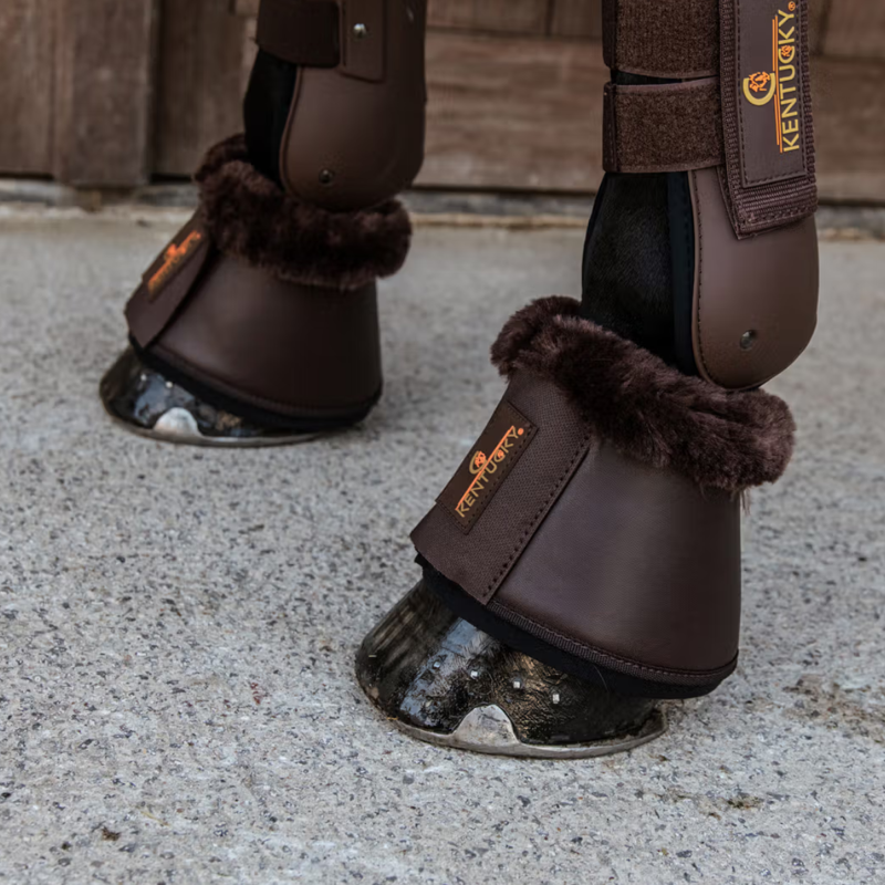 Kentucky Sheepskin Leather Overreach Boots - Brown/Brown
