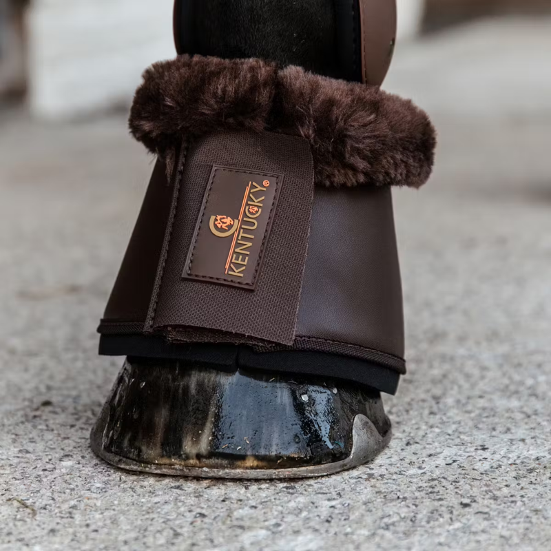 Kentucky Sheepskin Leather Overreach Boots - Brown/Brown-1