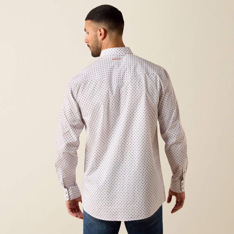Ariat Men's Tony Fitted Snap Shirt - White Geo Print-1