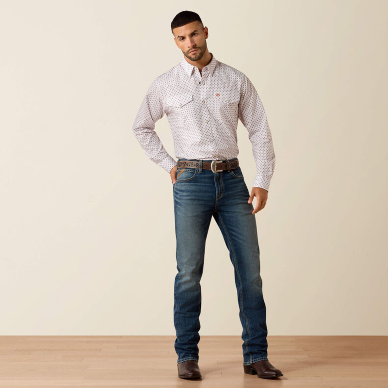 Ariat Men's Tony Fitted Snap Shirt - White Geo Print-2
