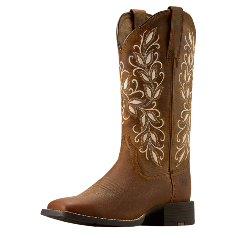 Ariat Women's Round Up Holly Wide Square Toe Western Boot - Pearl