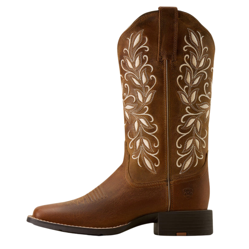 Ariat Women's Round Up Holly Wide Square Toe Western Boot - Pearl-1