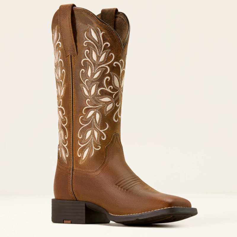 Ariat Women's Round Up Holly Wide Square Toe Western Boot - Pearl-5