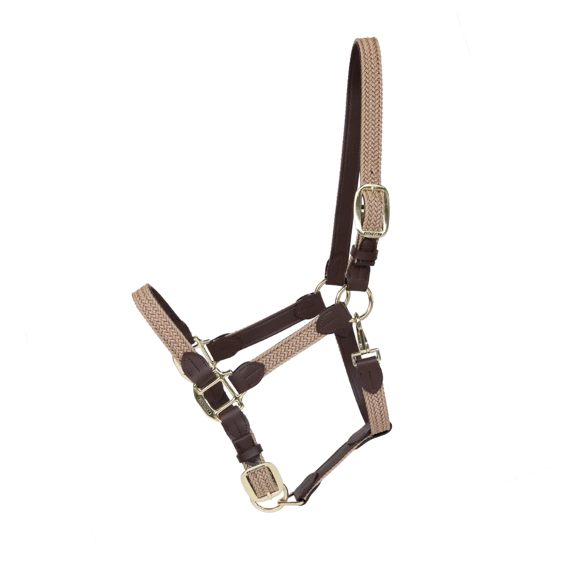 Kentucky Plaited Nylon Headcollar - Beige-2