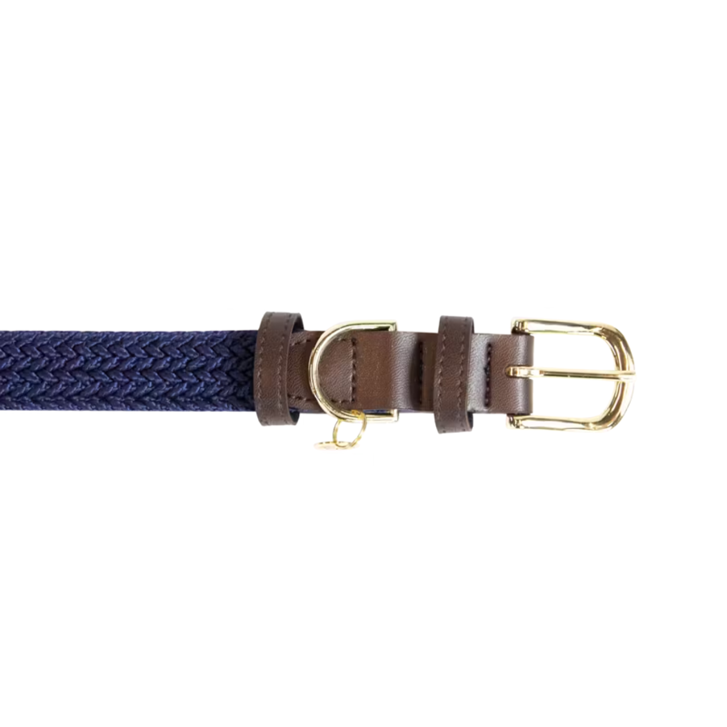 Kentucky Plaited Nylon Dog Collar - Navy-4