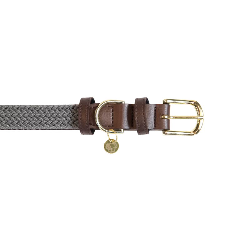 Kentucky Plaited Nylon Dog Collar - Grey-2